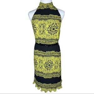 High-Neck Sleeveless Floral Dress